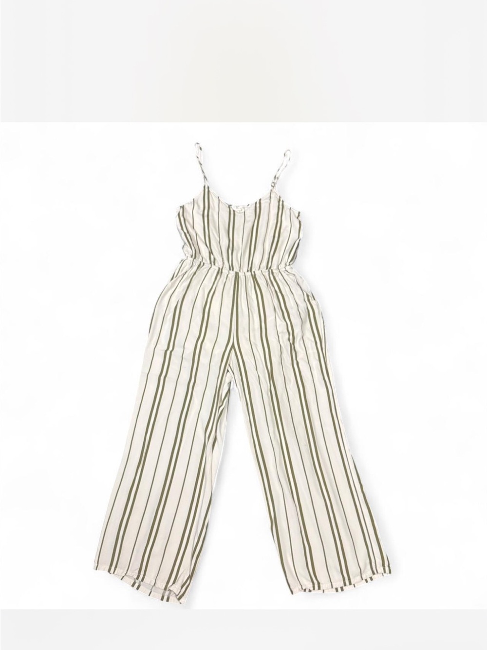Olive Stripe Spaghetti-Strap Jumpsuit